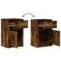 Bedside table with 2 LED lights, engineered wood, smoked oak. by , Nightstands - Ref: Foro24-852007, Price: 80,32 €, Discount: %