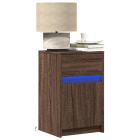 Nachttische mit LED-Lichtern, 2 Stück, aus Eichenholz in Braun. von , Nachttische - Ref: Foro24-852011, Preis: 81,60 €, Rabat...