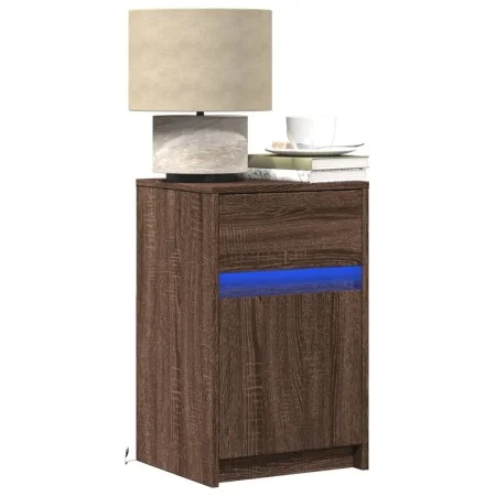 Nachttische mit LED-Lichtern, 2 Stück, aus Eichenholz in Braun. von , Nachttische - Ref: Foro24-852011, Preis: 78,40 €, Rabat...
