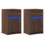 Bedside tables with LED lights, 2 units, engineered wood in brown oak color. by , Nightstands - Ref: Foro24-852011, Price: 81...