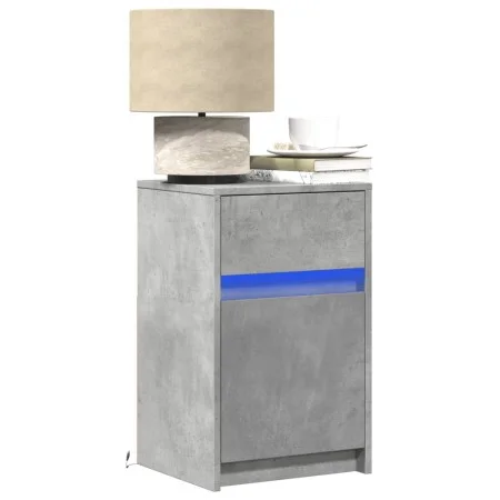 Bedside table with 2 LED lights, made of gray concrete engineered wood. by , Nightstands - Ref: Foro24-852005, Price: 95,40 €...