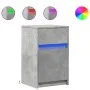 Nachttisch mit LED-Lichtern, 2 Stück, aus grauem Beton-Ingenieurholz. von , Nachttische - Ref: Foro24-852005, Preis: 96,95 €,...