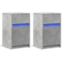 Bedside table with 2 LED lights, made of gray concrete engineered wood. by , Nightstands - Ref: Foro24-852005, Price: 97,01 €...