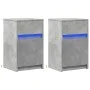 Bedside table with 2 LED lights, made of gray concrete engineered wood. by , Nightstands - Ref: Foro24-852005, Price: 95,40 €...