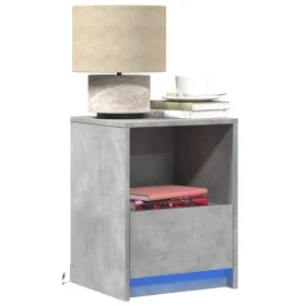 Bedside table with 2 LED lights, made of gray concrete engineered wood. by , Nightstands - Ref: Foro24-852026, Price: 68,35 €...