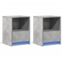 Bedside table with 2 LED lights, made of gray concrete engineered wood. by , Nightstands - Ref: Foro24-852026, Price: 69,21 €...
