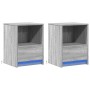 Bedside tables with LED lights, 2 units, Sonoma grey engineered wood. by , Nightstands - Ref: Foro24-852030, Price: 72,33 €, ...