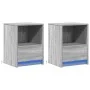Bedside tables with LED lights, 2 units, Sonoma grey engineered wood. by , Nightstands - Ref: Foro24-852030, Price: 71,41 €, ...