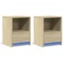 Bedside tables with LED lights 2 units engineered wood Sonoma oak by , Nightstands - Ref: Foro24-852024, Price: 68,30 €, Disc...