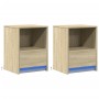 Mesitas de noche luces LED 2 uds madera ingeniería roble Sonoma de , Mesitas de noche - Ref: Foro24-852024, Precio: 69,16 €, ...