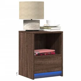 Bedside tables with LED lights, 2 units, engineered wood in brown oak color. by , Nightstands - Ref: Foro24-852032, Price: 70...