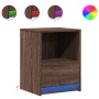 Bedside tables with LED lights, 2 units, engineered wood in brown oak color. by , Nightstands - Ref: Foro24-852032, Price: 71...