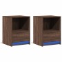 Bedside tables with LED lights, 2 units, engineered wood in brown oak color. by , Nightstands - Ref: Foro24-852032, Price: 71...