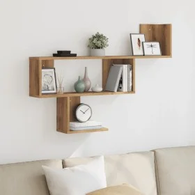 Engineered oak wood artisan wall shelf 100x15x70 cm by , Shelves and shelves - Ref: Foro24-853199, Price: 36,15 €, Discount: %