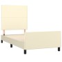 Estructura de cama sin colchón cuero sintético crema 90x190 cm