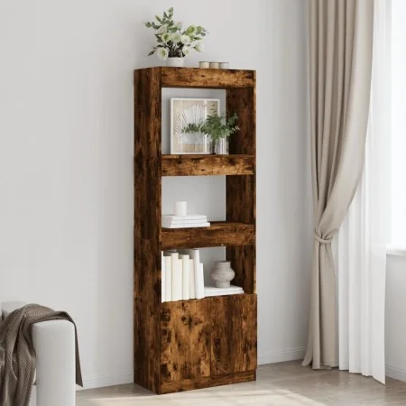 Tall smoked oak engineered wood sideboard 63x33x180 cm by , Bookcases and shelves - Ref: Foro24-3309604, Price: 90,50 €, Disc...