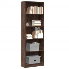 Engineered wood brown oak bookshelf 60x24x176 cm by , Bookcases and shelves - Ref: Foro24-857827, Price: 77,79 €, Discount: %