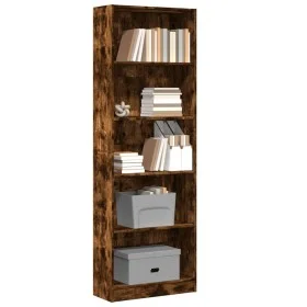 Engineered wood smoked oak bookshelf 60x24x176 cm by , Bookcases and shelves - Ref: Foro24-857825, Price: 73,59 €, Discount: %