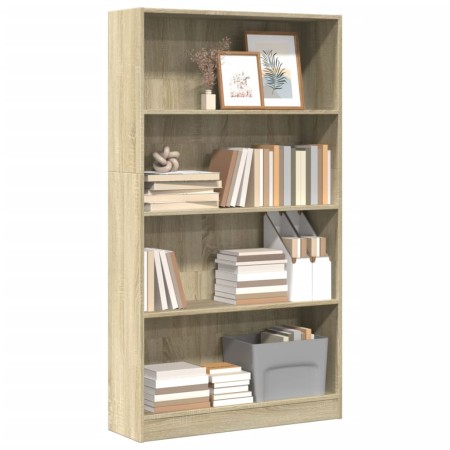Engineered wood bookshelf in Sonoma oak, 80x24x143 cm. by , Bookcases and shelves - Ref: Foro24-857846, Price: 57,86 €, Disco...