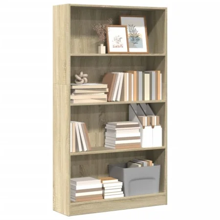 Engineered wood bookshelf in Sonoma oak, 80x24x143 cm. by , Bookcases and shelves - Ref: Foro24-857846, Price: 57,26 €, Disco...
