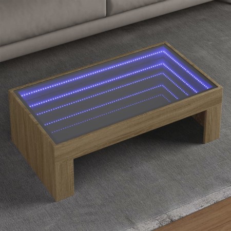 Coffee table with Infinity LED Sonoma oak 90x50x30 cm by , Coffee table - Ref: Foro24-847618, Price: 92,00 €, Discount: %