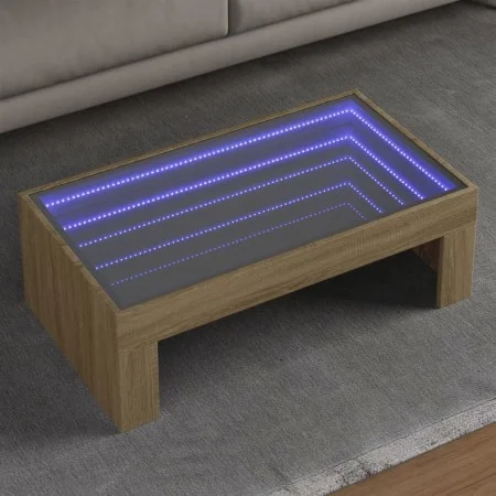 Coffee table with Infinity LED Sonoma oak 90x50x30 cm by , Coffee table - Ref: Foro24-847618, Price: 90,87 €, Discount: %