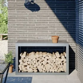 Galvanized steel firewood rack 100x40x60 cm by , Firewood bags and holders - Ref: Foro24-850987, Price: 94,67 €, Discount: %