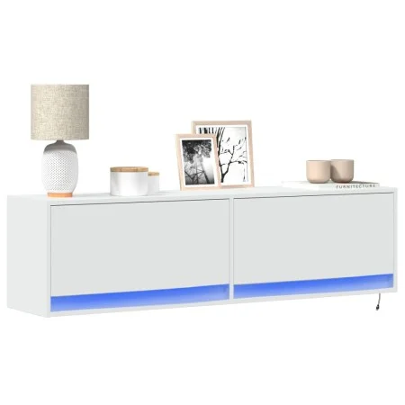 Wall-mounted TV stand with LED lights white 140x31x38 cm by , TV Furniture - Ref: Foro24-852369, Price: 95,75 €, Discount: %