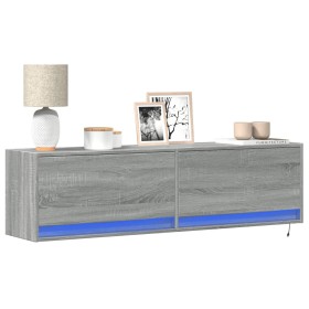 Wall-mounted TV stand with LED lights in Sonoma gray, 140x31x38 cm. by , TV Furniture - Ref: Foro24-852374, Price: 100,04 €, ...