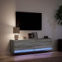 Mueble de TV de pared con luces LED gris Sonoma 140x31x38 cm de , Muebles TV - Ref: Foro24-852374, Precio: 103,03 €, Descuent...