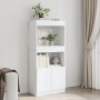 Aparador de madera de ingeniería blanco 63x33x140 cm de , Librerías y estanterías - Ref: Foro24-855106, Precio: 80,19 €, Desc...