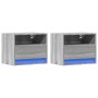 Wall-mounted bedside tables with LED lights, 2 units in Sonoma grey. by , Nightstands - Ref: Foro24-852072, Price: 71,06 €, D...