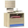 Wall-mounted bedside tables with LED lights, 2 units Sonoma oak. by , Nightstands - Ref: Foro24-852066, Price: 57,78 €, Disco...