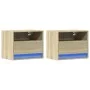 Wall-mounted bedside tables with LED lights, 2 units Sonoma oak. by , Nightstands - Ref: Foro24-852066, Price: 57,78 €, Disco...