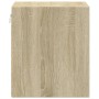Wall-mounted bedside tables with LED lights, 2 units Sonoma oak. by , Nightstands - Ref: Foro24-852066, Price: 58,30 €, Disco...