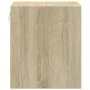 Wall-mounted bedside tables with LED lights, 2 units Sonoma oak. by , Nightstands - Ref: Foro24-852066, Price: 57,78 €, Disco...