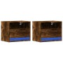 Wall-mounted bedside tables with LED lights 2 units smoked oak by , Nightstands - Ref: Foro24-852070, Price: 59,45 €, Discoun...