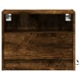 Wall-mounted bedside tables with LED lights 2 units smoked oak by , Nightstands - Ref: Foro24-852070, Price: 59,45 €, Discoun...