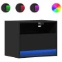 Wall-mounted bedside tables with LED lights, 2 units, black by , Nightstands - Ref: Foro24-852064, Price: 61,00 €, Discount: %