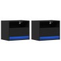 Mesitas de noche de pared con luces LED 2 unidades negro de , Mesitas de noche - Ref: Foro24-852064, Precio: 61,20 €