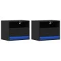 Wall-mounted bedside tables with LED lights, 2 units, black by , Nightstands - Ref: Foro24-852064, Price: 61,00 €, Discount: %