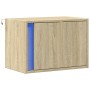 Mesita de noche de pared con luces LED roble Sonoma de , Mesitas de noche - Ref: Foro24-852093, Precio: 35,99 €, Descuento: %