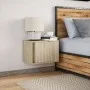 Wall-mounted bedside table with LED lights Sonoma oak by , Nightstands - Ref: Foro24-852093, Price: 35,47 €, Discount: %