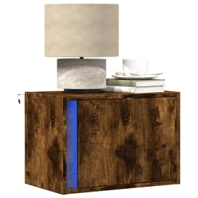 Wall-mounted bedside tables with LED lights 2 units smoked oak by , Nightstands - Ref: Foro24-852098, Price: 59,85 €, Discoun...