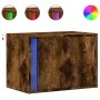 Wall-mounted bedside tables with LED lights 2 units smoked oak by , Nightstands - Ref: Foro24-852098, Price: 59,85 €, Discoun...
