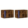 Wall-mounted bedside tables with LED lights 2 units smoked oak by , Nightstands - Ref: Foro24-852098, Price: 60,58 €, Discoun...