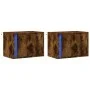 Wall-mounted bedside tables with LED lights 2 units smoked oak by , Nightstands - Ref: Foro24-852098, Price: 59,85 €, Discoun...