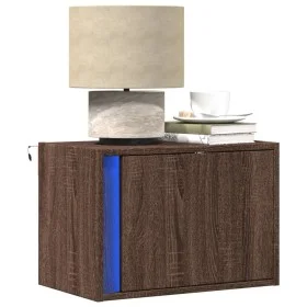 Wall-mounted bedside tables with LED lights, 2 units, brown oak. by , Nightstands - Ref: Foro24-852102, Price: 61,76 €, Disco...