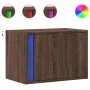 Wall-mounted bedside tables with LED lights, 2 units, brown oak. by , Nightstands - Ref: Foro24-852102, Price: 61,76 €, Disco...