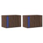 Wall-mounted bedside tables with LED lights, 2 units, brown oak. by , Nightstands - Ref: Foro24-852102, Price: 62,51 €, Disco...
